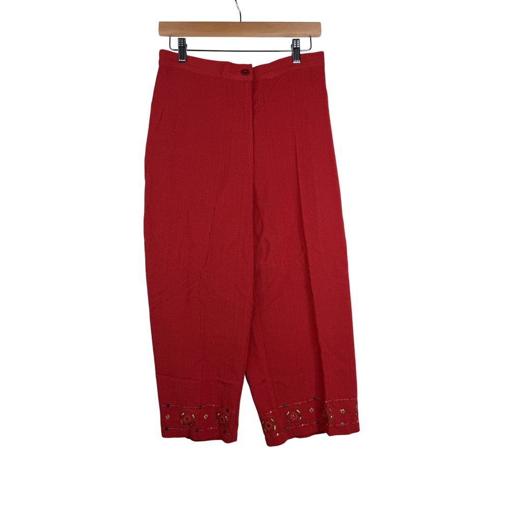 Alfred Dunner Women's Elastic Waist Beaded Cropped Pants size 10 Orange